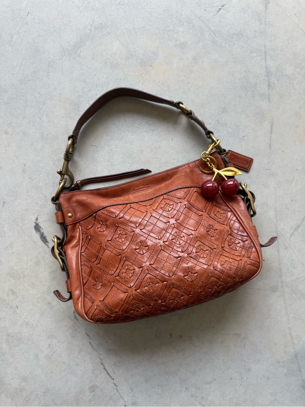 vintage coach braided leather shoulder bag